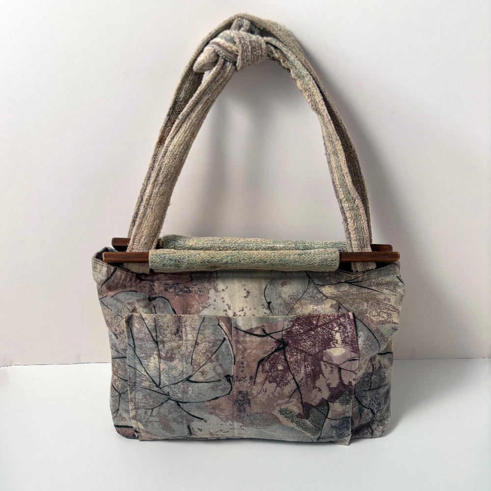 Vintage 1970s Daren’s Bags Textile Purse – Wooden Handles – Boho Style – 19"